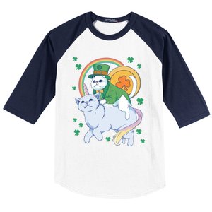 Cat Leprechaun Shamrock Saint Patrick's Day Funny Gift Baseball Sleeve Shirt