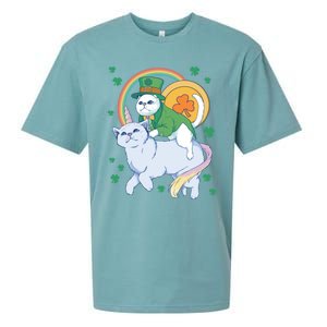 Cat Leprechaun Shamrock Saint Patrick's Day Funny Gift Sueded Cloud Jersey T-Shirt