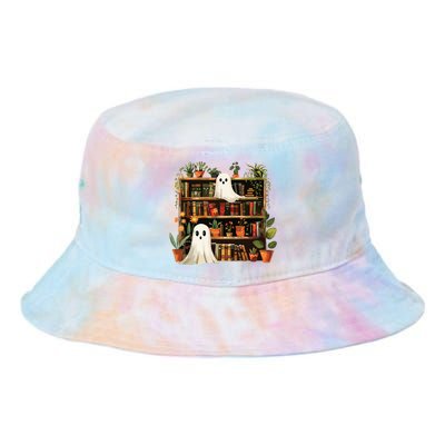 Cute Librarian Spooky Ghost Bookshelves Plant Book Lover Tie Dye Newport Bucket Hat