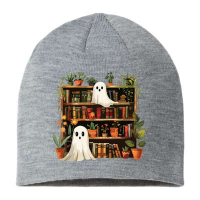 Cute Librarian Spooky Ghost Bookshelves Plant Book Lover Sustainable Beanie