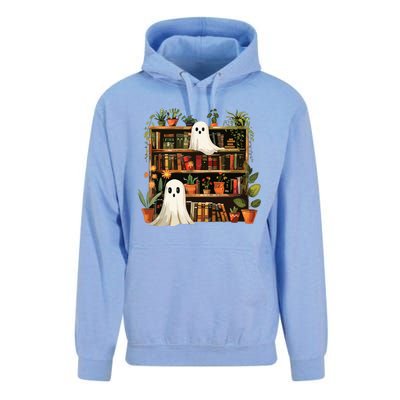 Cute Librarian Spooky Ghost Bookshelves Plant Book Lover Unisex Surf Hoodie