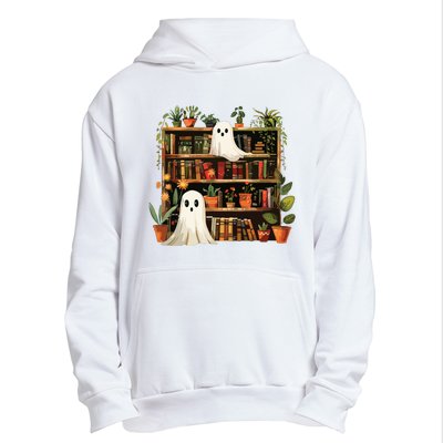 Cute Librarian Spooky Ghost Bookshelves Plant Book Lover Urban Pullover Hoodie