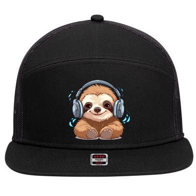 Cute Little Sloth Lover Lazy Sloth Lovers For 7 Panel Mesh Trucker Snapback Hat
