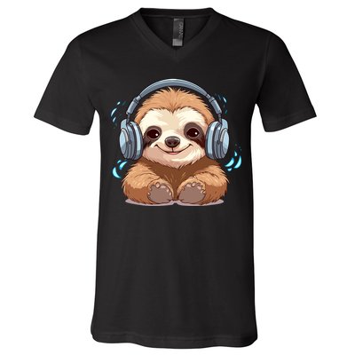 Cute Little Sloth Lover Lazy Sloth Lovers For V-Neck T-Shirt