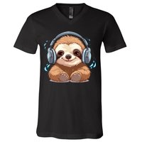 Cute Little Sloth Lover Lazy Sloth Lovers For V-Neck T-Shirt