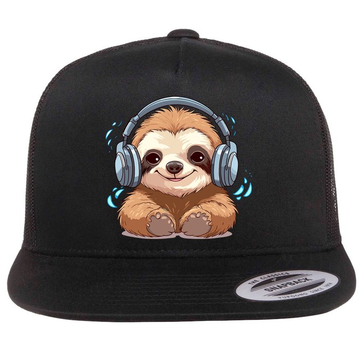 Cute Little Sloth Lover Lazy Sloth Lovers For Flat Bill Trucker Hat