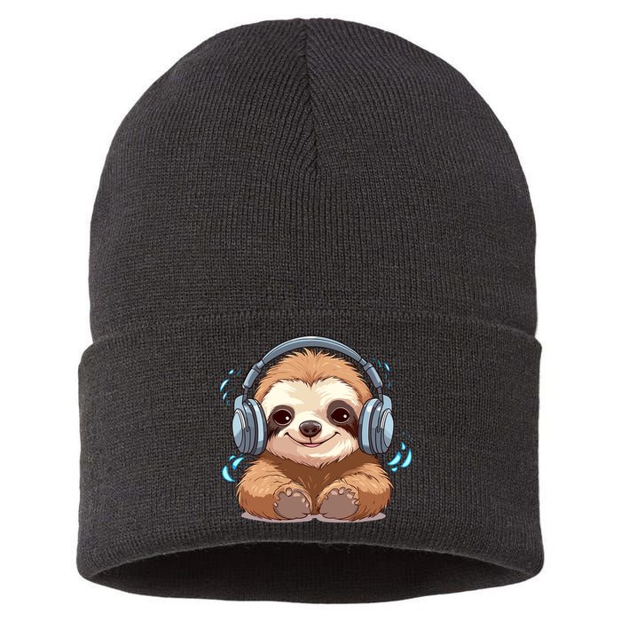 Cute Little Sloth Lover Lazy Sloth Lovers For Sustainable Knit Beanie