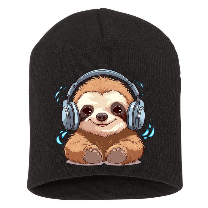Cute Little Sloth Lover Lazy Sloth Lovers For Short Acrylic Beanie