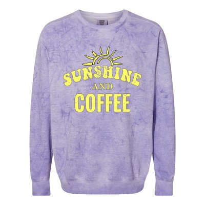 Coffee Lovers | Sunshine and Coffee Retro Style Mothers Day Colorblast Crewneck Sweatshirt