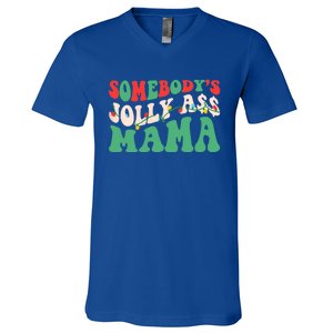 Christmas Light SomebodyS Jolly Ass Mama Funny Holiday Mom Meaningful Gift V-Neck T-Shirt