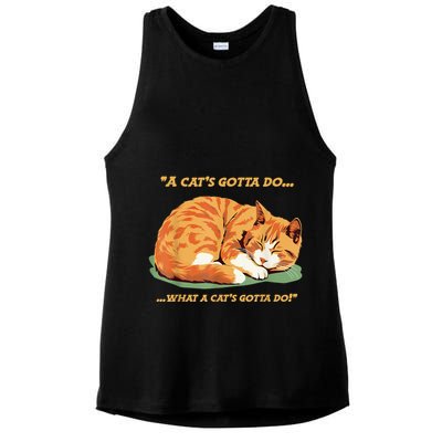 Cat Lover Sleeping Cat A Cats Gotta Do Funny Cat Saying Ladies PosiCharge Tri-Blend Wicking Tank