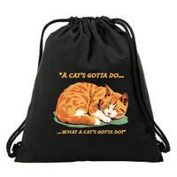 Cat Lover Sleeping Cat A Cats Gotta Do Funny Cat Saying Drawstring Bag