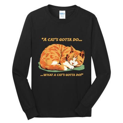 Cat Lover Sleeping Cat A Cats Gotta Do Funny Cat Saying Tall Long Sleeve T-Shirt