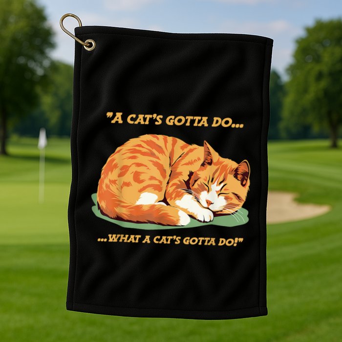 Cat Lover Sleeping Cat A Cats Gotta Do Funny Cat Saying Golf Towel