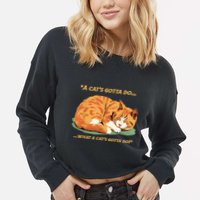 Cat Lover Sleeping Cat A Cats Gotta Do Funny Cat Saying Cropped Pullover Crew