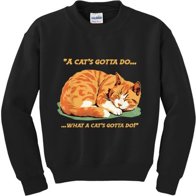 Cat Lover Sleeping Cat A Cats Gotta Do Funny Cat Saying Kids Sweatshirt