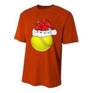 Christmas Lights Softball Santa Hat Xmas Catcher Xmas Cute Gift Youth Performance Sprint T-Shirt