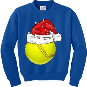 Christmas Lights Softball Santa Hat Xmas Catcher Xmas Cute Gift Kids Sweatshirt