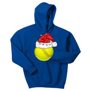 Christmas Lights Softball Santa Hat Xmas Catcher Xmas Cute Gift Kids Hoodie