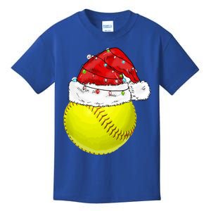 Christmas Lights Softball Santa Hat Xmas Catcher Xmas Cute Gift Kids T-Shirt