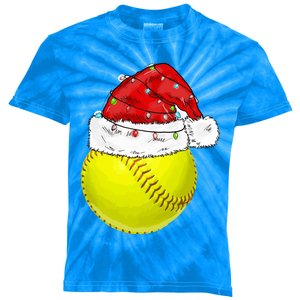 Christmas Lights Softball Santa Hat Xmas Catcher Xmas Cute Gift Kids Tie-Dye T-Shirt