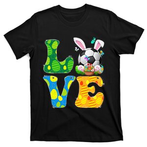 Cute Love Soccer Ball With Bunny Ears Easter Day T-Shirt