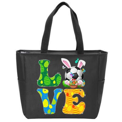 Cute Love Soccer Ball With Bunny Ears Easter Day Zip Tote Bag