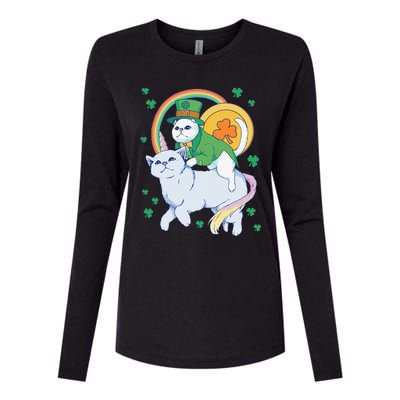 Cat Leprechaun Shamrock Saint Patrick's Day Womens Cotton Relaxed Long Sleeve T-Shirt