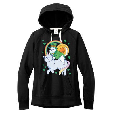 Cat Leprechaun Shamrock Saint Patrick's Day Women's Fleece Hoodie