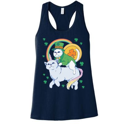 Cat Leprechaun Shamrock Saint Patrick's Day Women's Racerback Tank