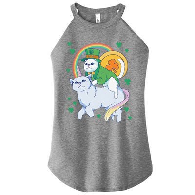 Cat Leprechaun Shamrock Saint Patrick's Day Women’s Perfect Tri Rocker Tank