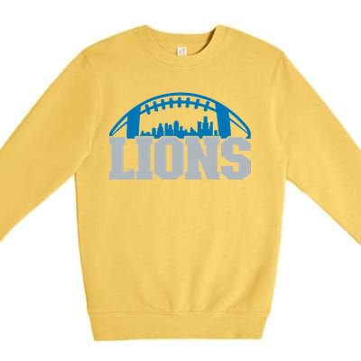 Cool Lions Sports Football With City Premium Crewneck Sweatshirt