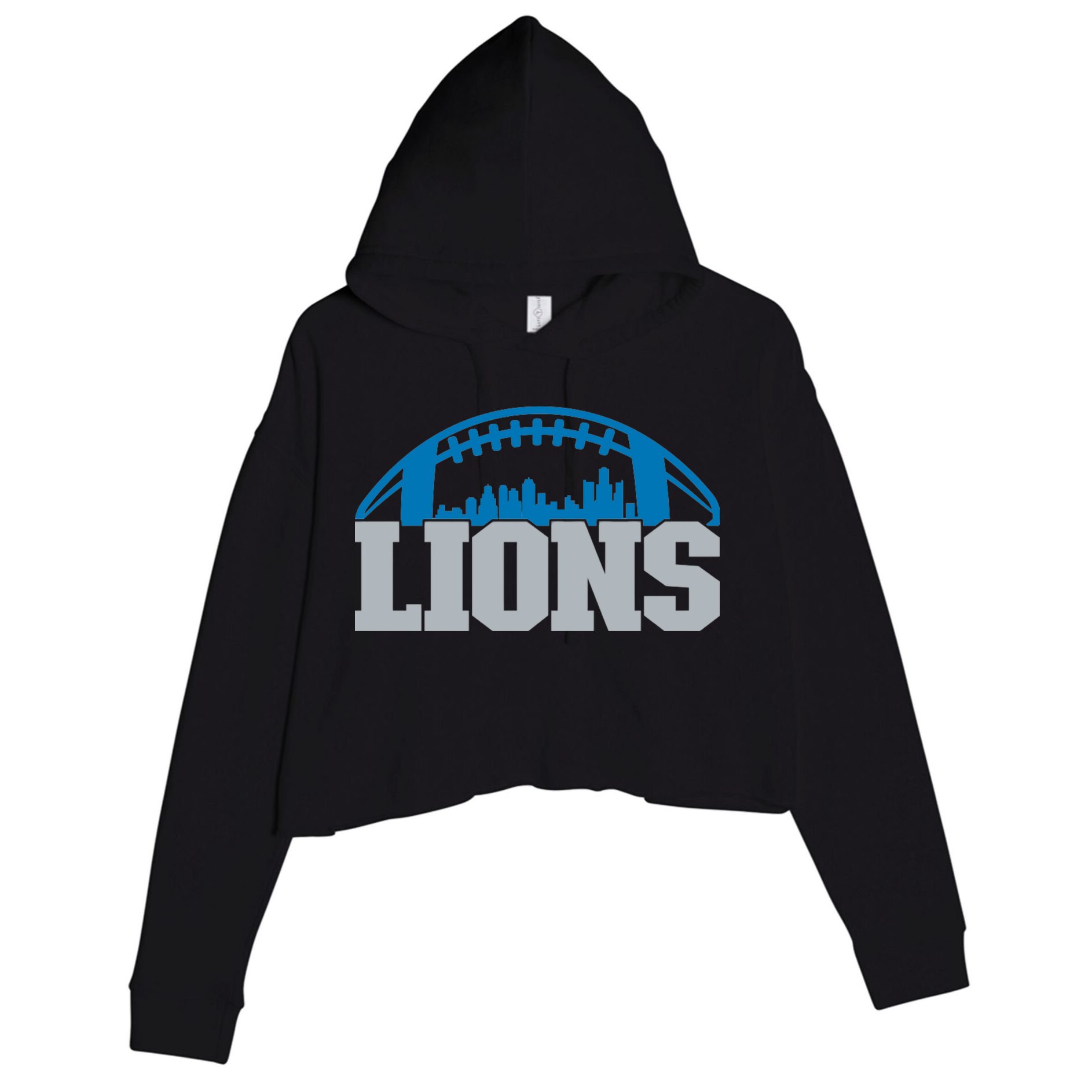 Cool Lions Sports Football With City Crop Fleece Hoodie