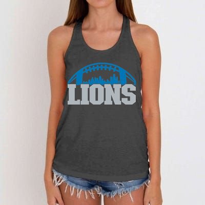 Cool Lions Sports Football With City Women's Knotted Racerback Tank