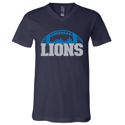 Cool Lions Sports Football With City V-Neck T-Shirt