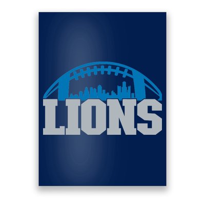 Cool Lions Sports Football With City Poster