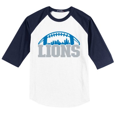 Cool Lions Sports Football With City Baseball Sleeve Shirt