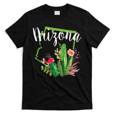 Cute Love State Of Arizona Blooming Cactus Flowers T-Shirt