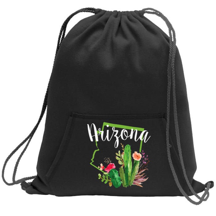 Cute Love State Of Arizona Blooming Cactus Flowers Sweatshirt Cinch Pack Bag