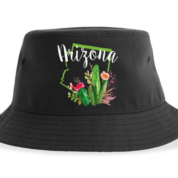 Cute Love State Of Arizona Blooming Cactus Flowers Sustainable Bucket Hat