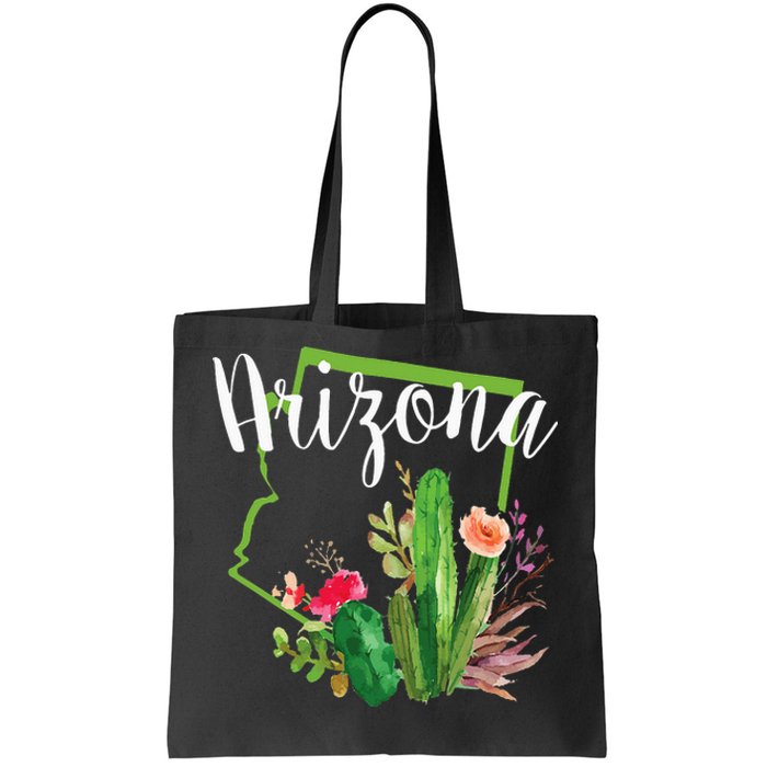 Cute Love State Of Arizona Blooming Cactus Flowers Tote Bag