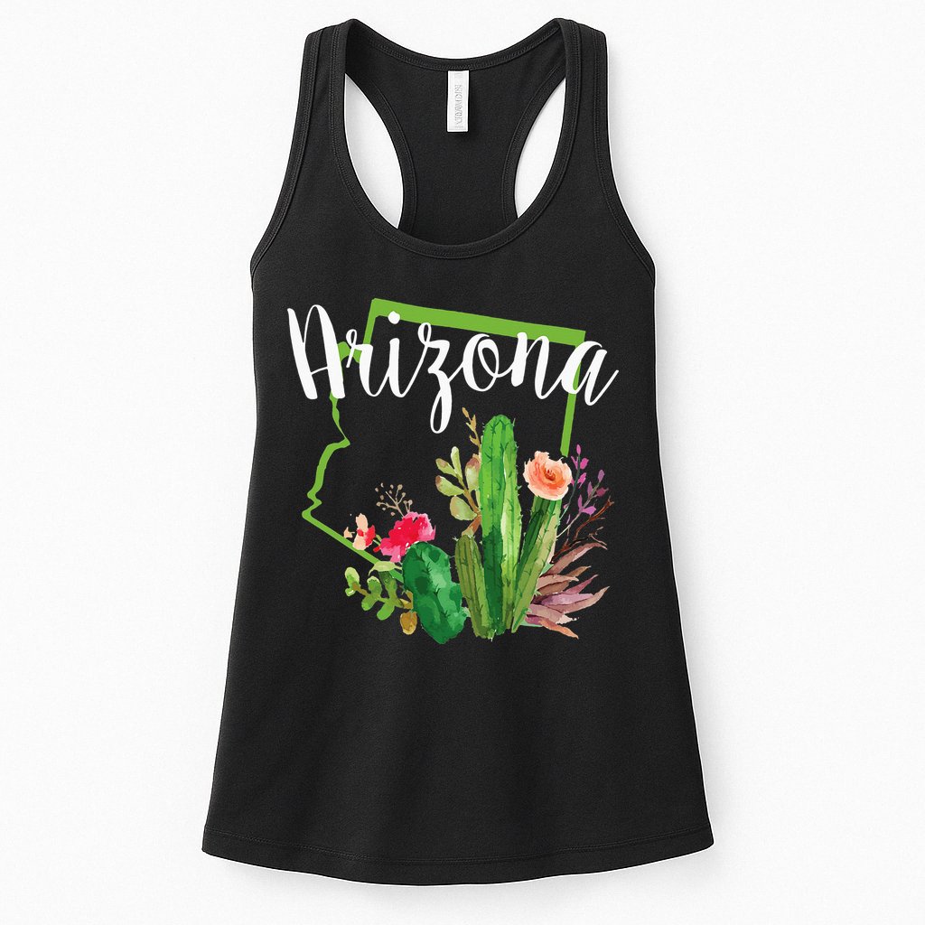 Cute Love State Of Arizona Blooming Cactus Flowers Womens Tank Top