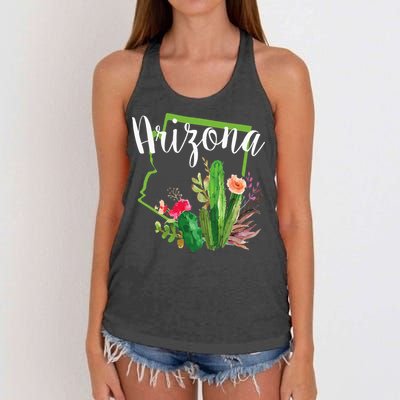 Cute Love State Of Arizona Blooming Cactus Flowers Women's Knotted Racerback Tank