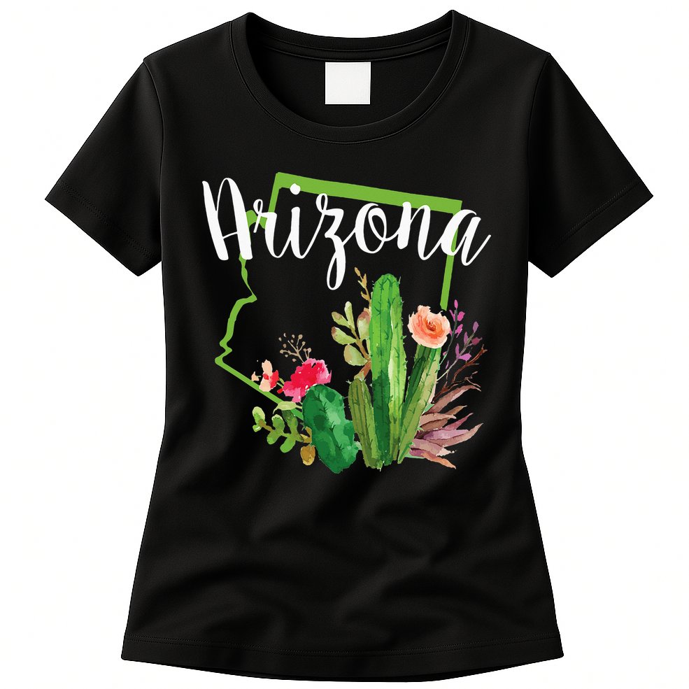 Cute Love State Of Arizona Blooming Cactus Flowers Womens T-Shirt