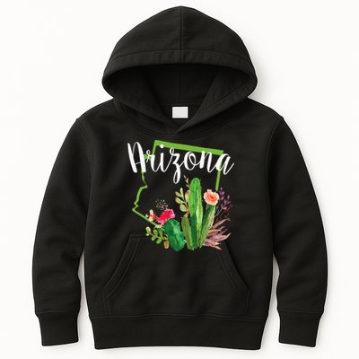 Cute Love State Of Arizona Blooming Cactus Flowers Kids Hoodie