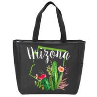 Cute Love State Of Arizona Blooming Cactus Flowers Zip Tote Bag