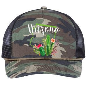 Cute Love State Of Arizona Blooming Cactus Flowers Retro Rope Trucker Hat Cap