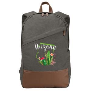 Cute Love State Of Arizona Blooming Cactus Flowers Cotton Canvas Backpack