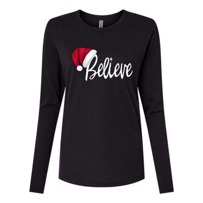 Christmas Long Sleeve TShirt Believe In Santa Claus Shirt Womens Cotton Relaxed Long Sleeve T-Shirt