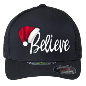 Christmas Long Sleeve TShirt Believe In Santa Claus Shirt Flexfit Unipanel Trucker Cap